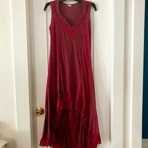 Boho Chic Burgundy High Low Dress